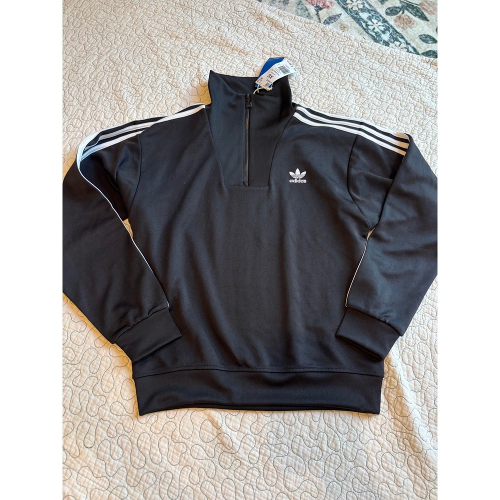 Adidas Originals Funnelneck Track Top Mens XS Black White Zip Pullover